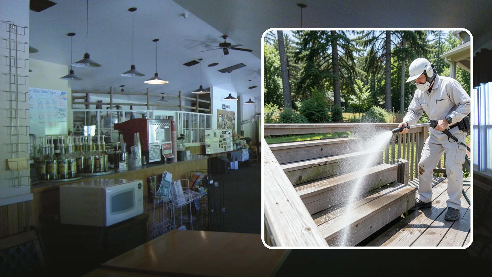 Deck Stair Cleaning in Black Diamond, King County, WA - Clean deck stairs and stringers to remove the slick growth that makes wet steps hazardous.