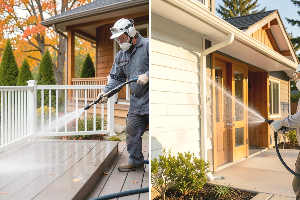 Deck Stair Cleaning in Black Diamond, King County, WA - Clear the stairs and protect surroundings