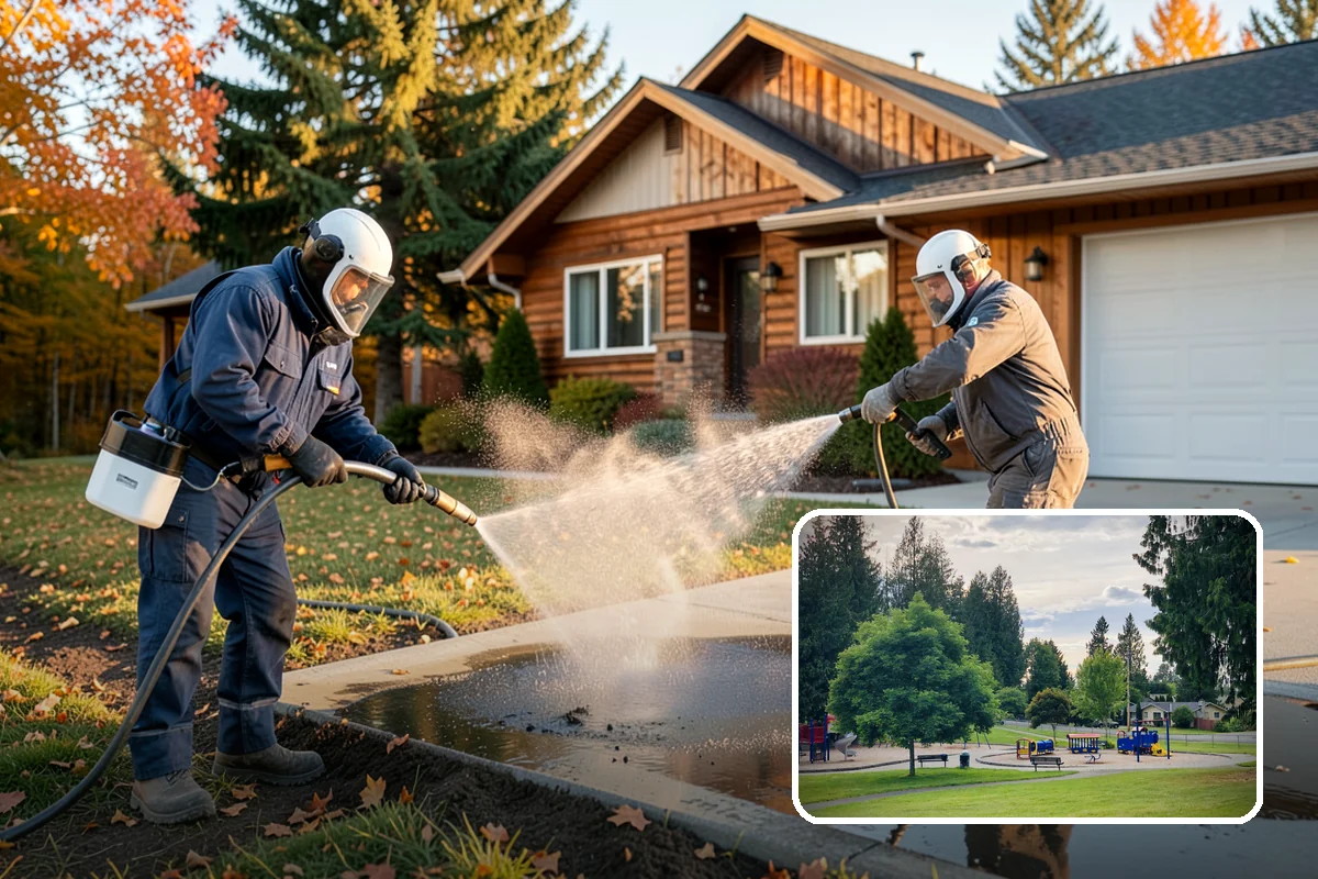 Deck Stair Cleaning in Bonney Lake, Pierce County, WA - Removes the slick growth from deck treads
