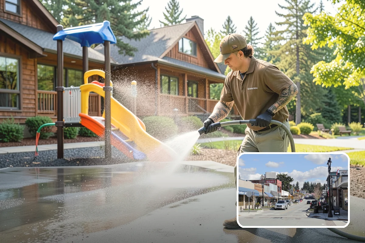 Deck Stair Cleaning in Bothell, King County, WA - Removes the slick growth from deck treads