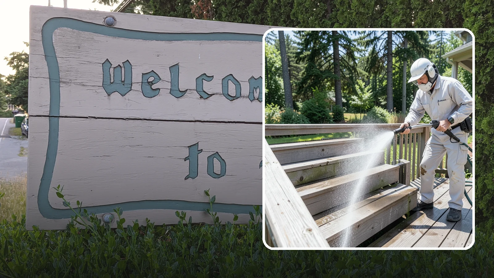 Deck Stair Cleaning in Brier, Snohomish County, WA - Clean deck stairs and stringers to remove the slick growth that makes wet steps hazardous.