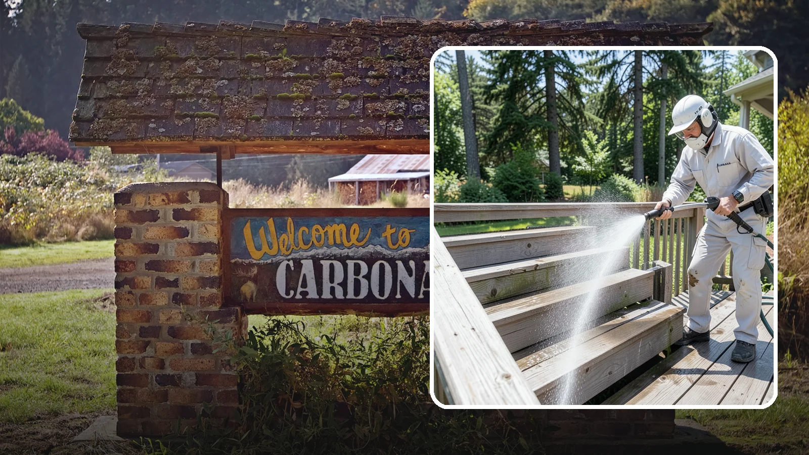 Deck Stair Cleaning in Carbonado, Pierce County, WA - Clean deck stairs and stringers to remove the slick growth that makes wet steps hazardous.