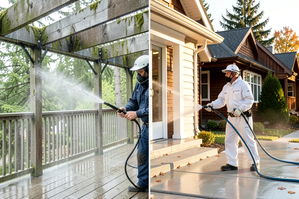 Deck Stair Cleaning in Clyde Hill, King County, WA - Clear the stairs and protect surroundings