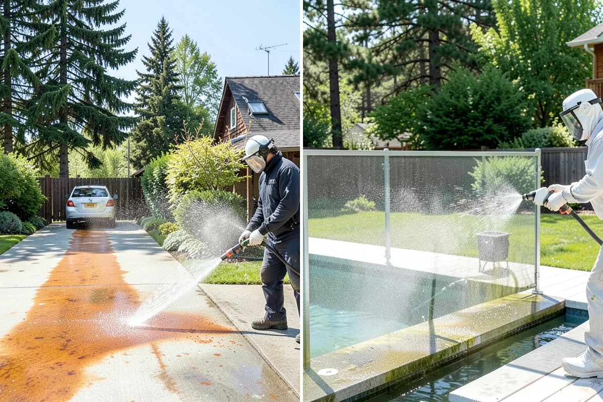 Deck Stair Cleaning in Concrete, Skagit County, WA - Clear the stairs and protect surroundings