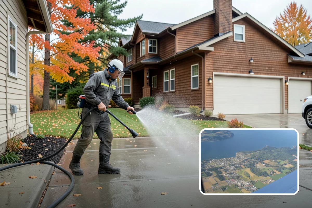 Deck Stair Cleaning in Coupeville, Island County, WA - Removes the slick growth from deck treads