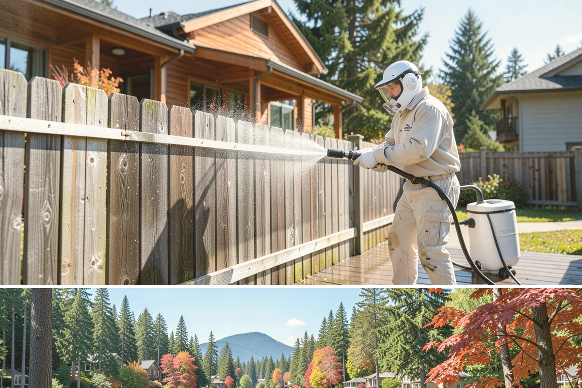 Deck Stair Cleaning in Covington, King County, WA - Clean deck stairs before the fall rains so footing stays safe through winter.