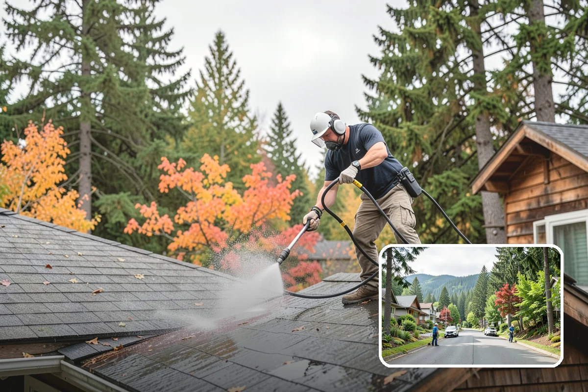 Deck Stair Cleaning in Darrington, Snohomish County, WA - Removes the slick growth from deck treads