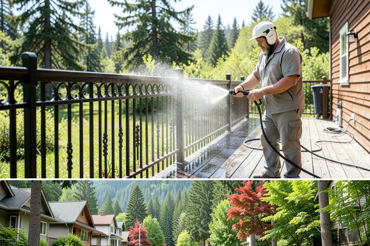 Deck Stair Cleaning in Darrington, Snohomish County, WA - Clean deck stairs before the fall rains so footing stays safe through winter.