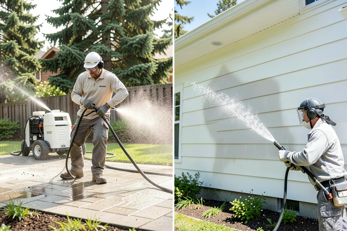 Deck Stair Cleaning in DuPont, Pierce County, WA - Clear the stairs and protect surroundings