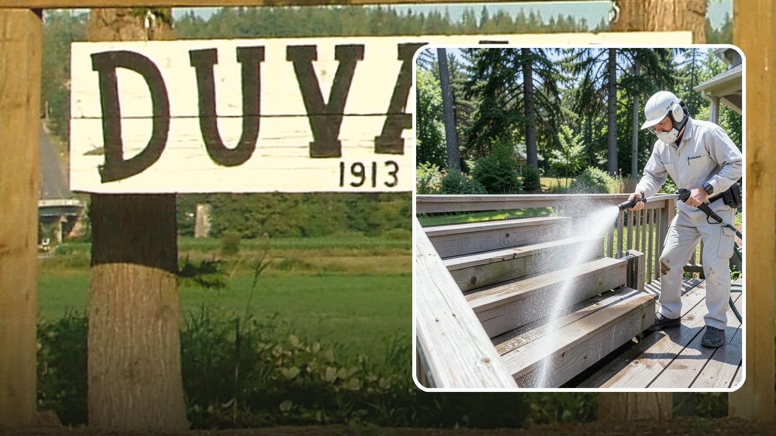 Deck Stair Cleaning in Duvall, King County, WA - Clean deck stairs and stringers to remove the slick growth that makes wet steps hazardous.