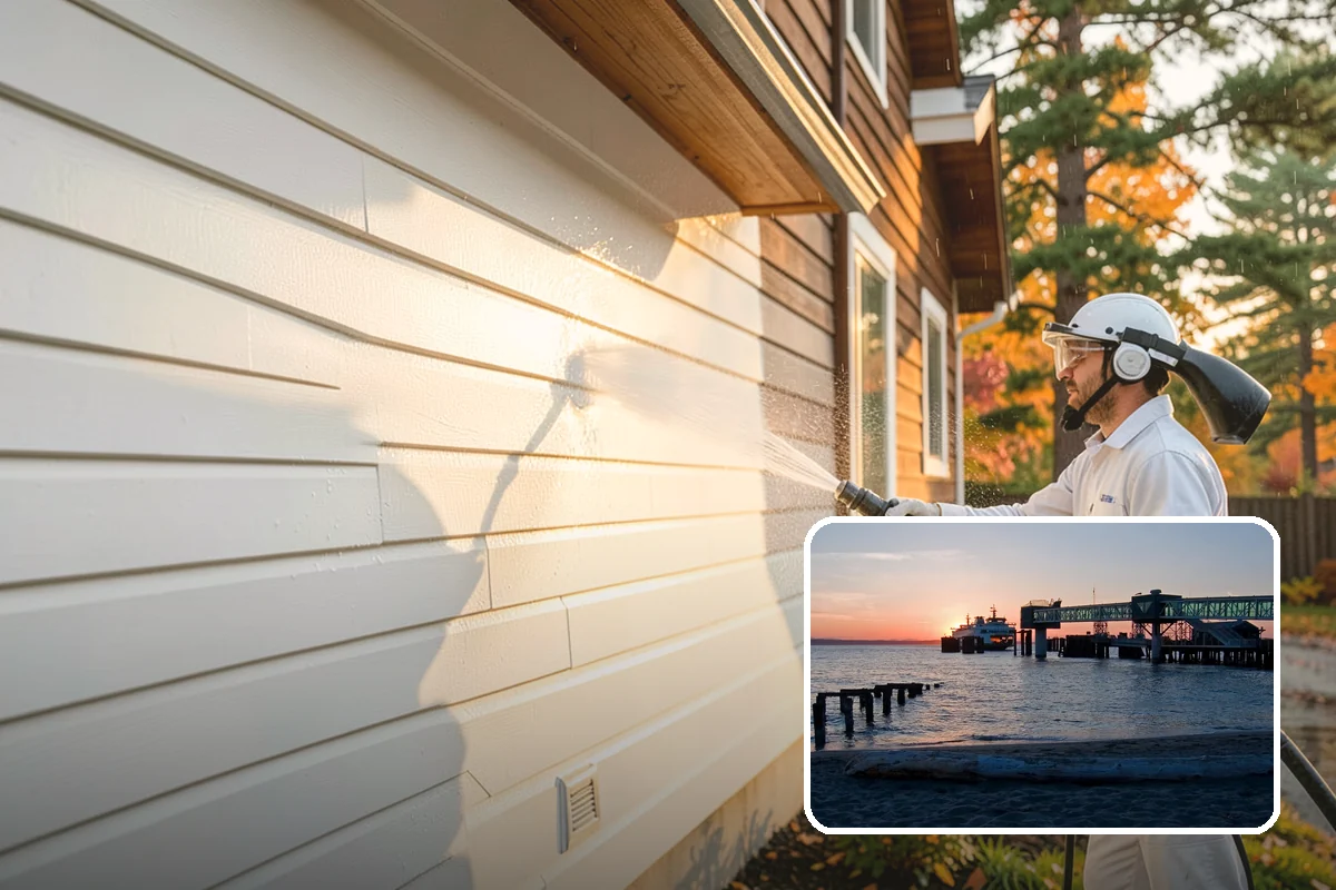Deck Stair Cleaning in Edmonds, Snohomish County, WA - Removes the slick growth from deck treads