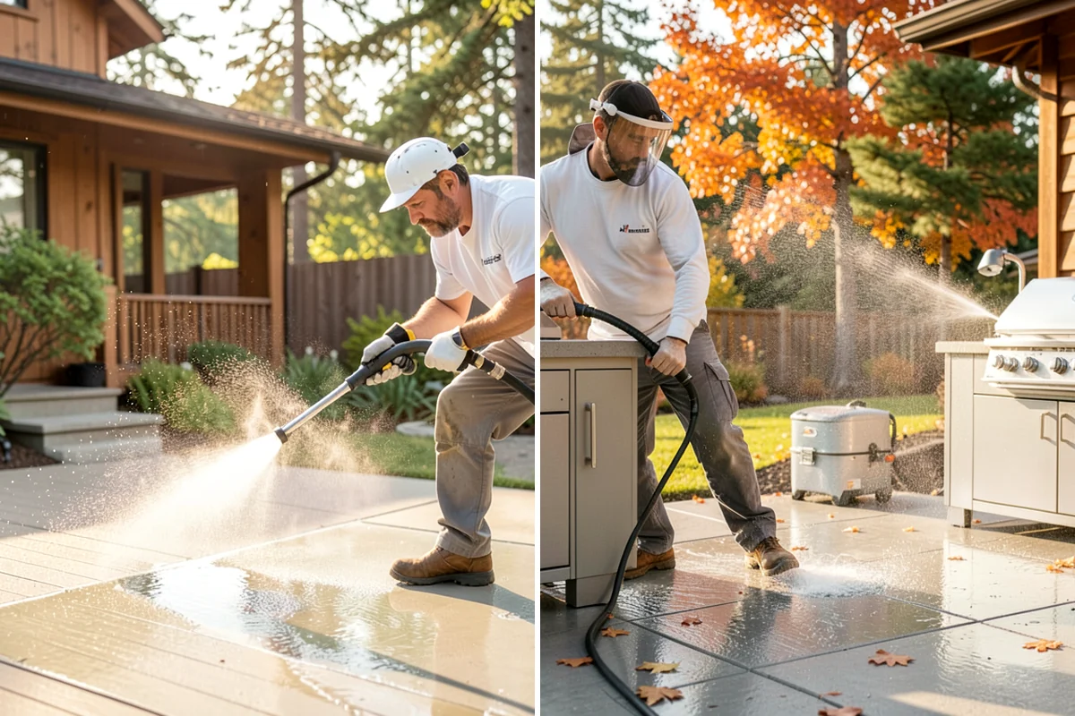 Deck Stair Cleaning in Enumclaw, King County, WA - Clear the stairs and protect surroundings