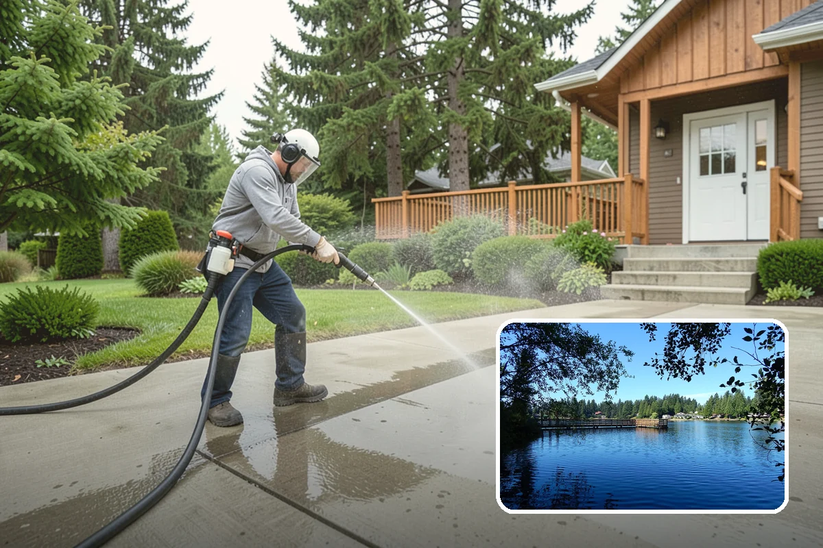 Deck Stair Cleaning in Federal Way, King County, WA - Removes the slick growth from deck treads