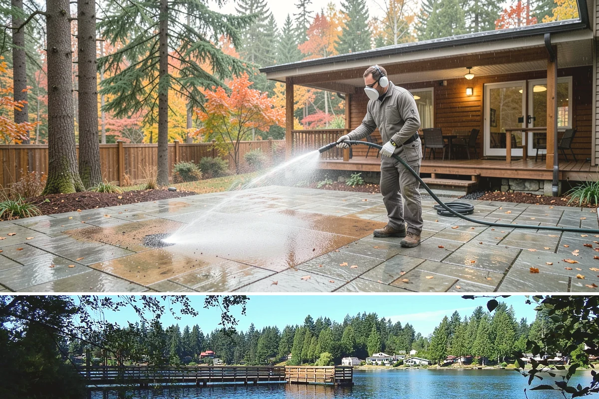 Deck Stair Cleaning in Federal Way, King County, WA - Clean deck stairs before the fall rains so footing stays safe through winter.