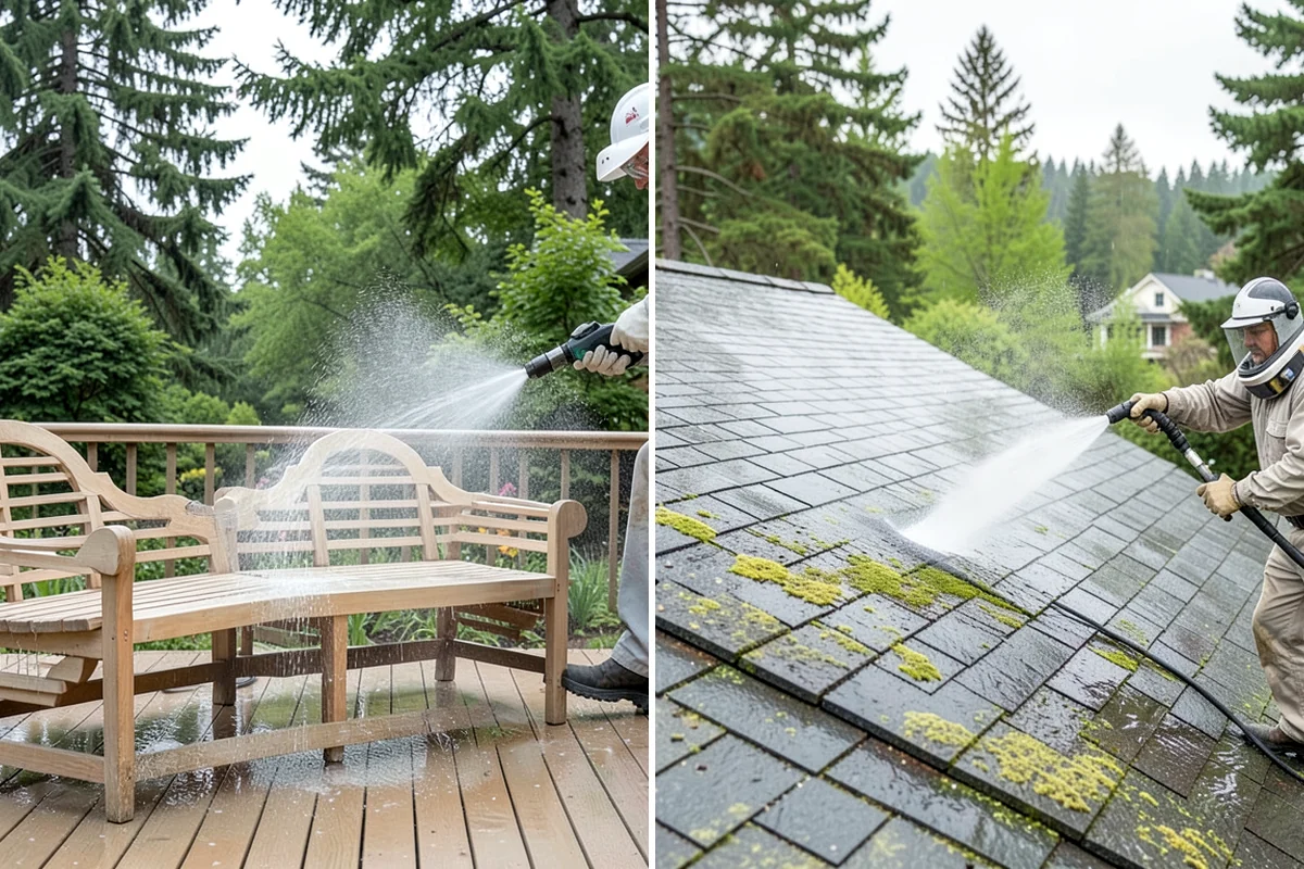 Deck Stair Cleaning in Fircrest, Pierce County, WA - Clear the stairs and protect surroundings
