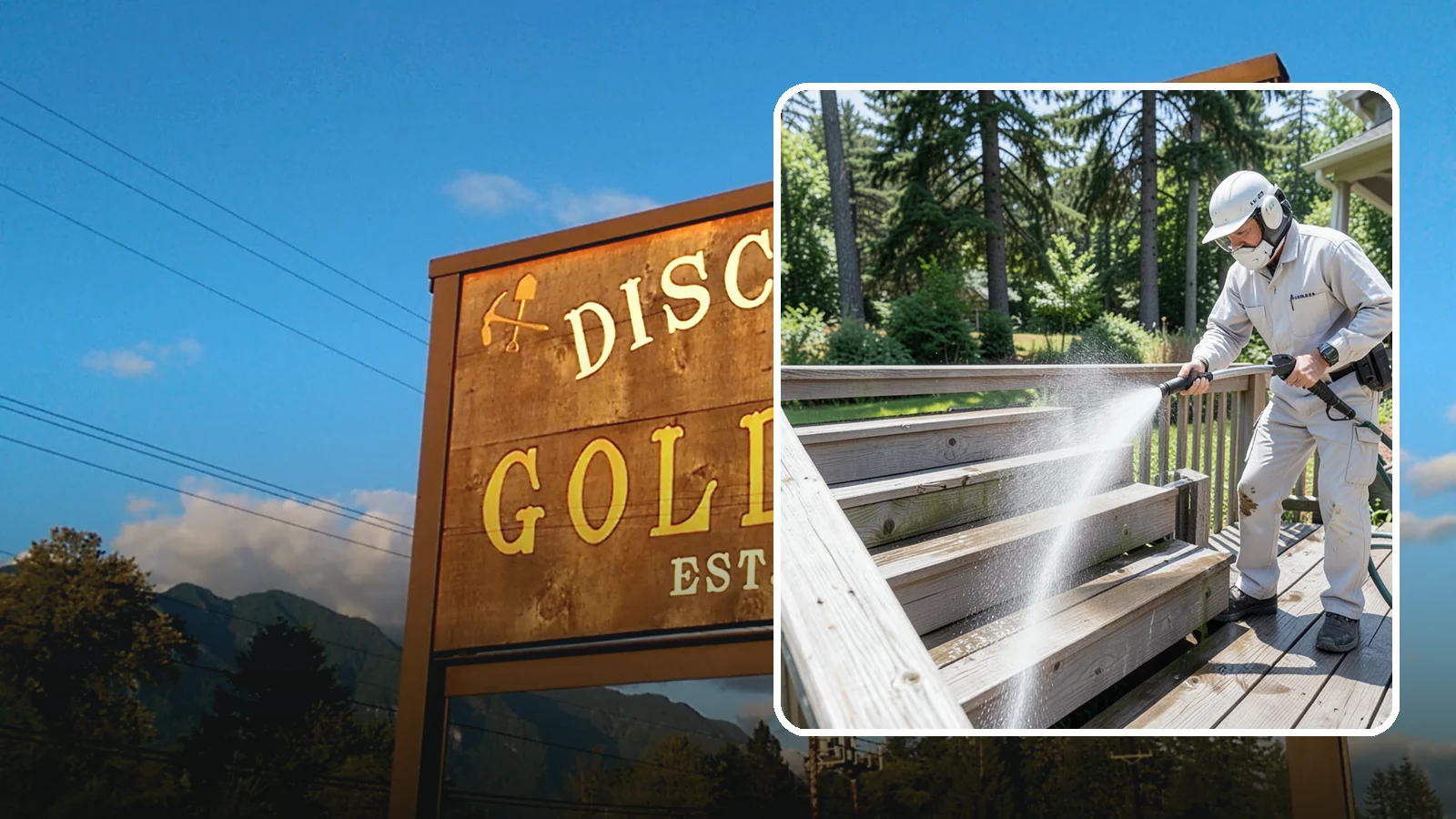 Deck Stair Cleaning in Gold Bar, Snohomish County, WA - Clean deck stairs and stringers to remove the slick growth that makes wet steps hazardous.