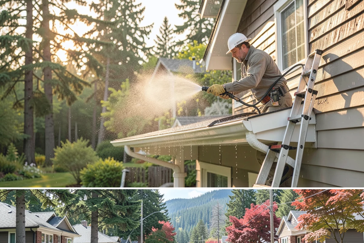 Deck Stair Cleaning in Hunts Point, King County, WA - Clean deck stairs before the fall rains so footing stays safe through winter.