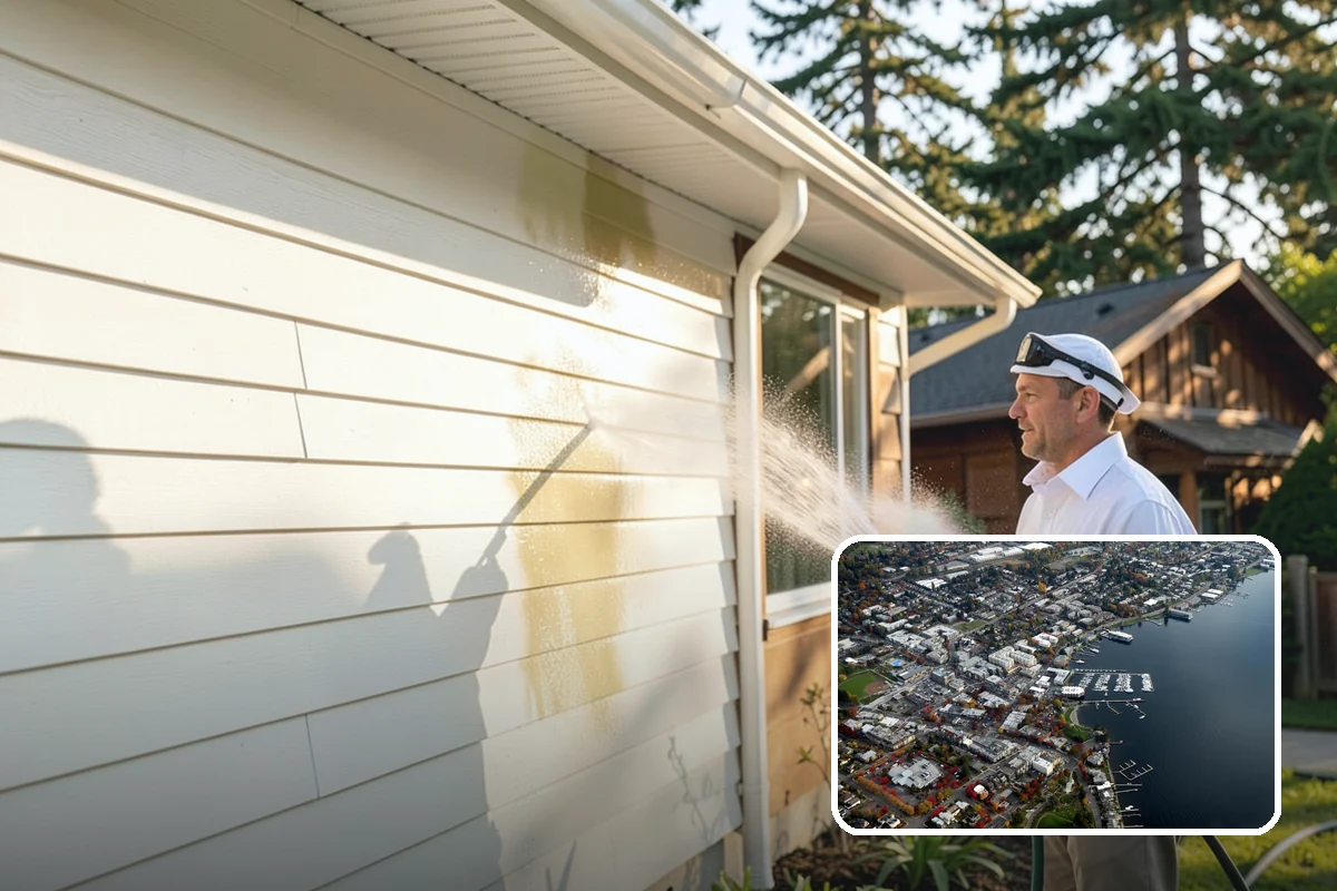 Deck Stair Cleaning in Kirkland, King County, WA - Removes the slick growth from deck treads