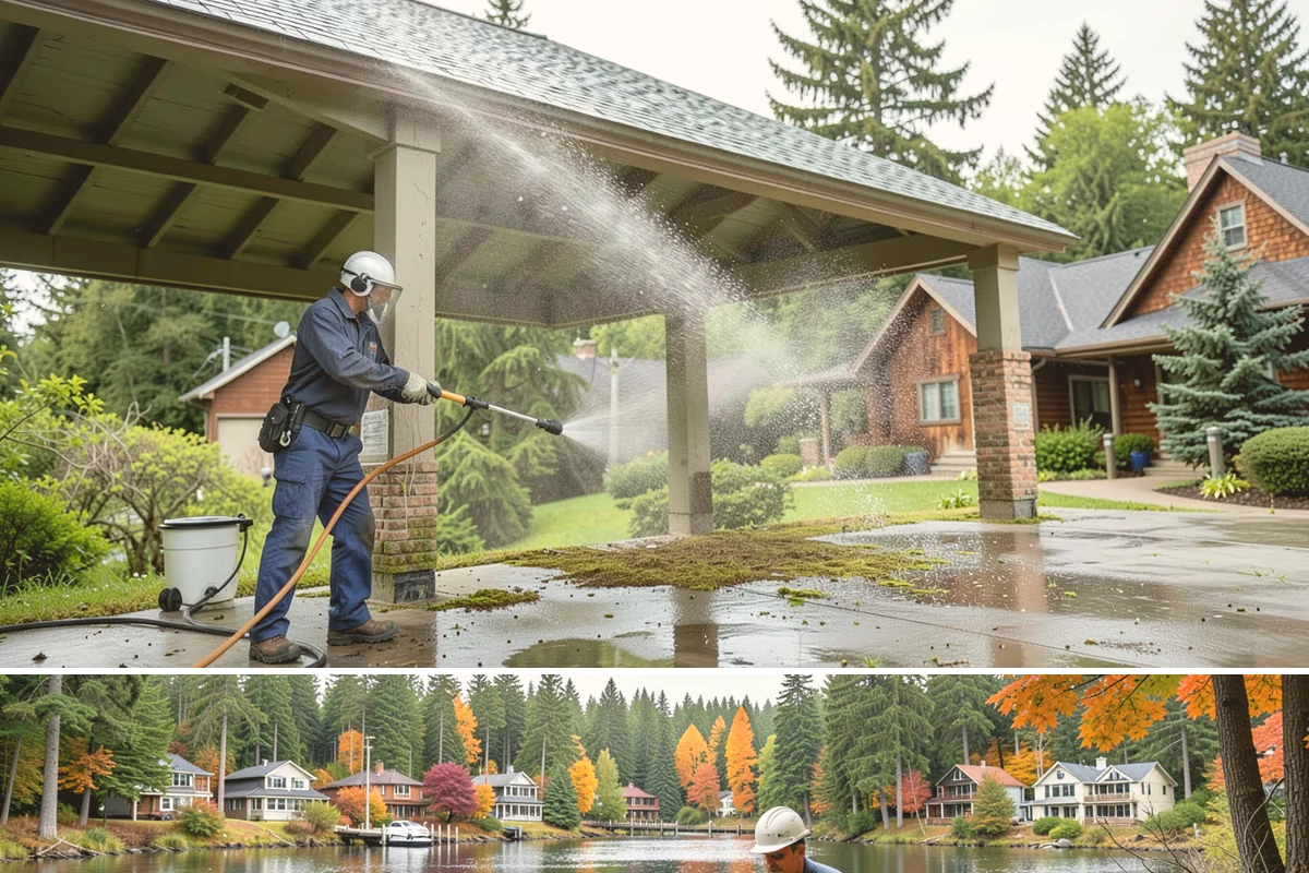 Deck Stair Cleaning in La Conner, Skagit County, WA - Clean deck stairs before the fall rains so footing stays safe through winter.