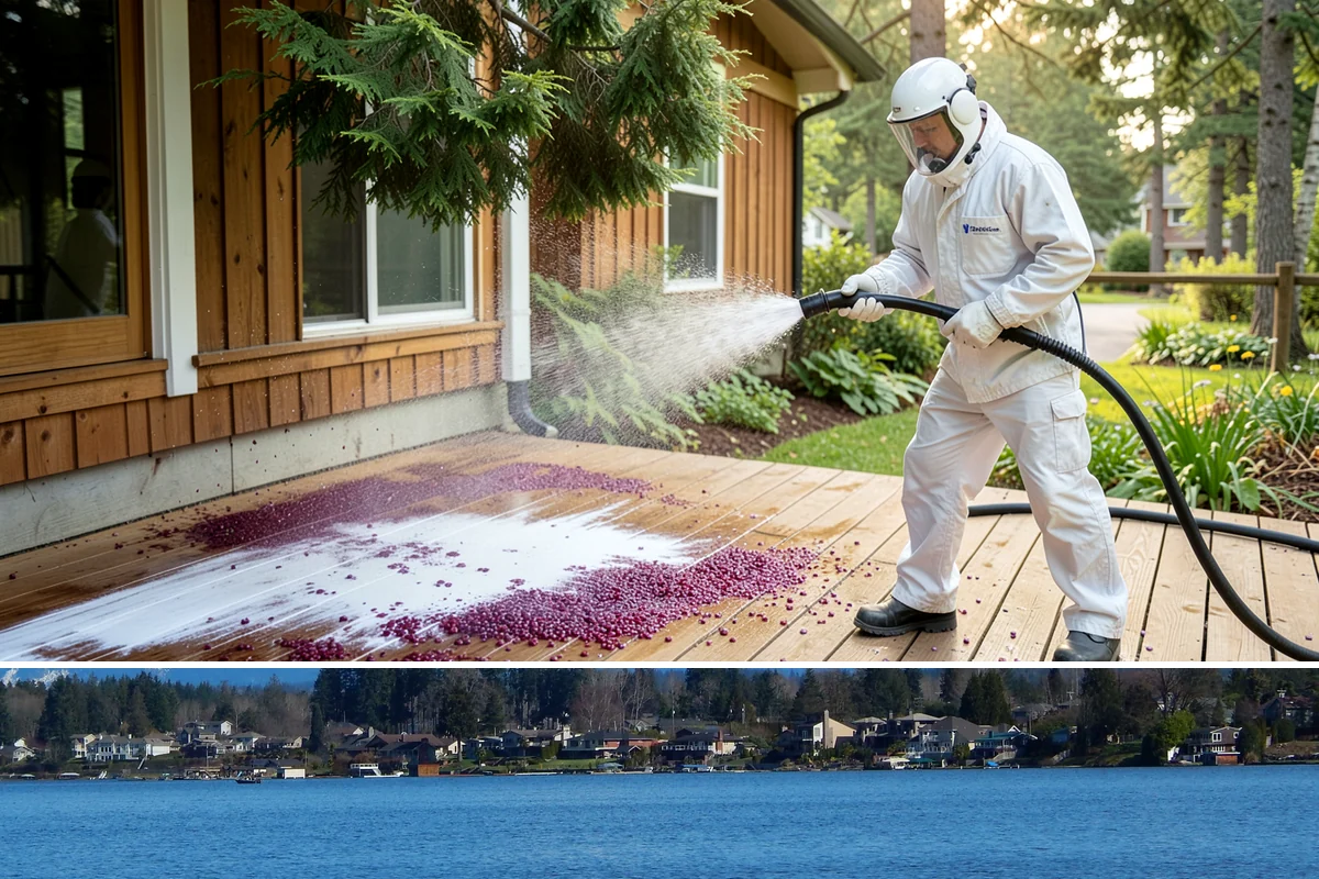 Deck Stair Cleaning in Lake Stevens, Snohomish County, WA - Clean deck stairs before the fall rains so footing stays safe through winter.
