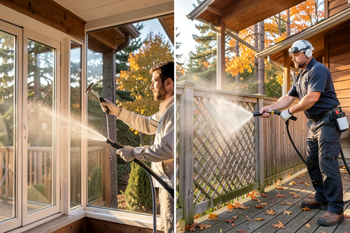 Deck Stair Cleaning in Lakewood, Pierce County, WA - Clear the stairs and protect surroundings