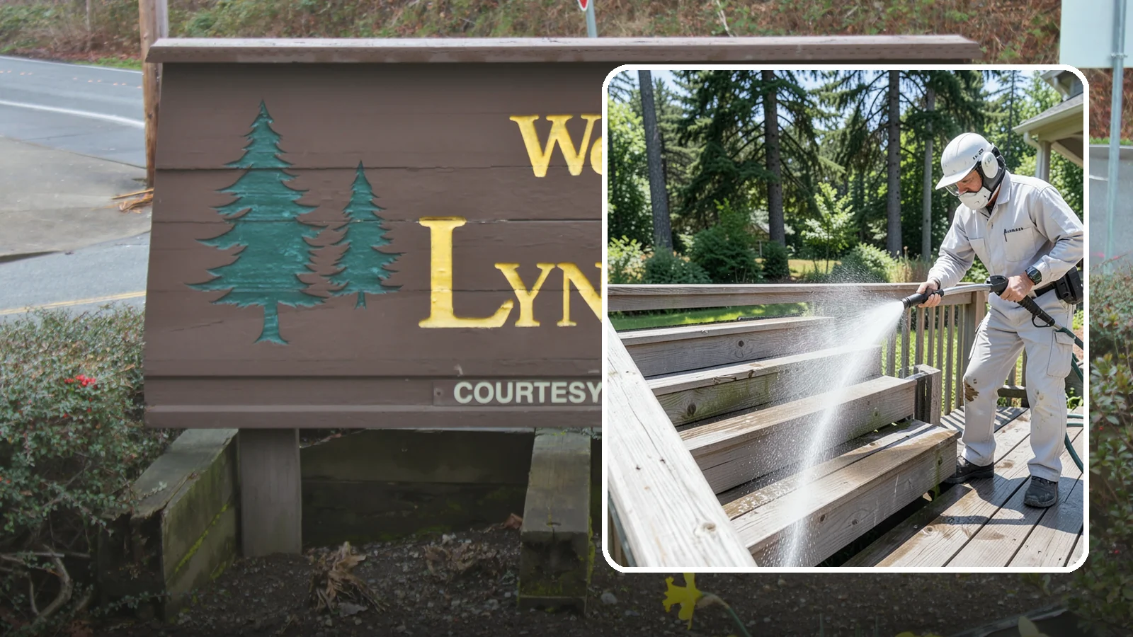 Deck Stair Cleaning in Lynnwood, Snohomish County, WA - Clean deck stairs and stringers to remove the slick growth that makes wet steps hazardous.