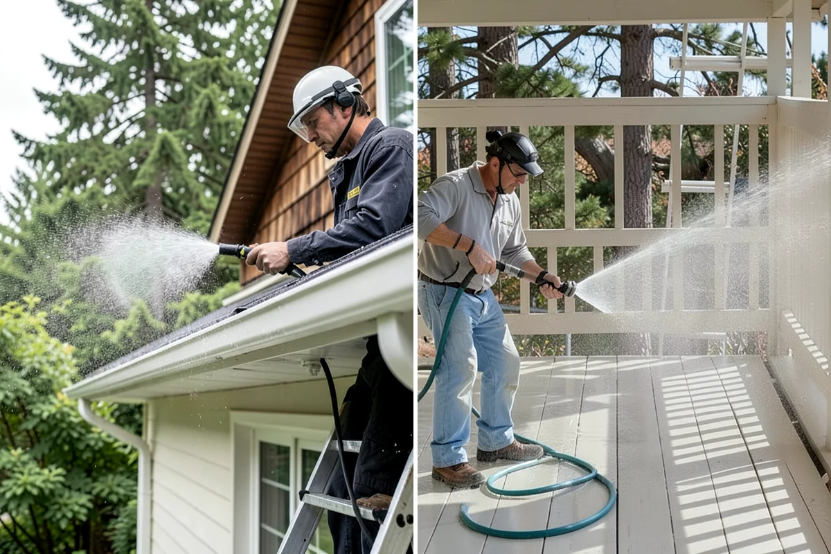 Deck Stair Cleaning in Maple Valley, King County, WA - Clear the stairs and protect surroundings