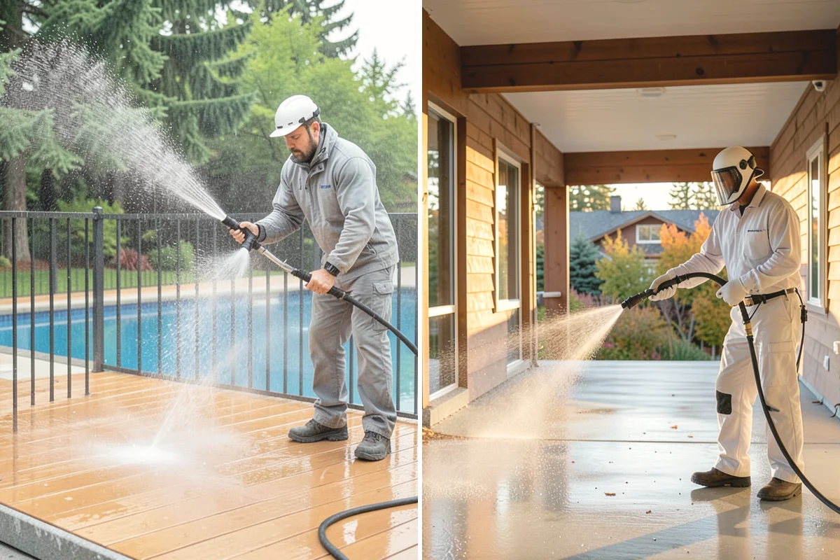 Deck Stair Cleaning in Mill Creek, Snohomish County, WA - Clear the stairs and protect surroundings