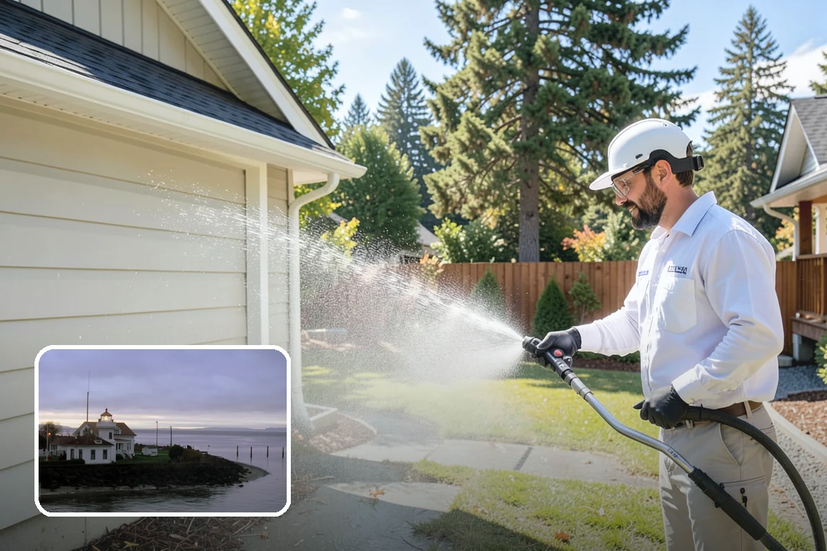 Deck Stair Cleaning in Mukilteo, Snohomish County, WA - Removes the slick growth from deck treads