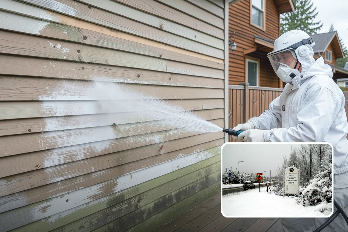 Deck Stair Cleaning in Newcastle, King County, WA - Removes the slick growth from deck treads