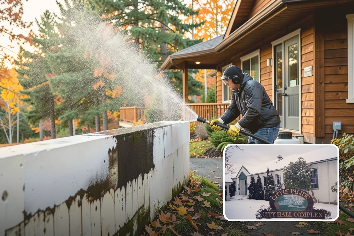 Deck Stair Cleaning in Pacific, King County, WA - Removes the slick growth from deck treads