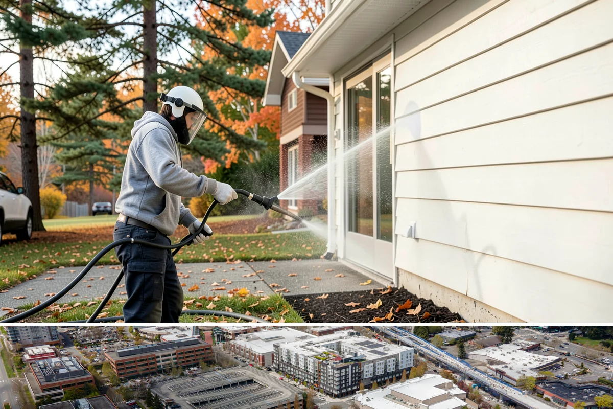 Deck Stair Cleaning in Redmond, King County, WA - Clean deck stairs before the fall rains so footing stays safe through winter.
