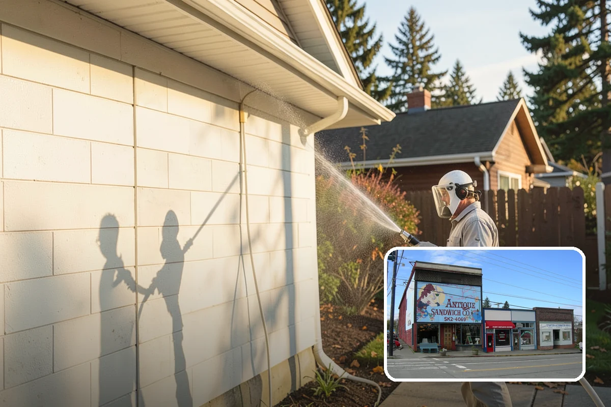 Deck Stair Cleaning in Ruston, Pierce County, WA - Removes the slick growth from deck treads