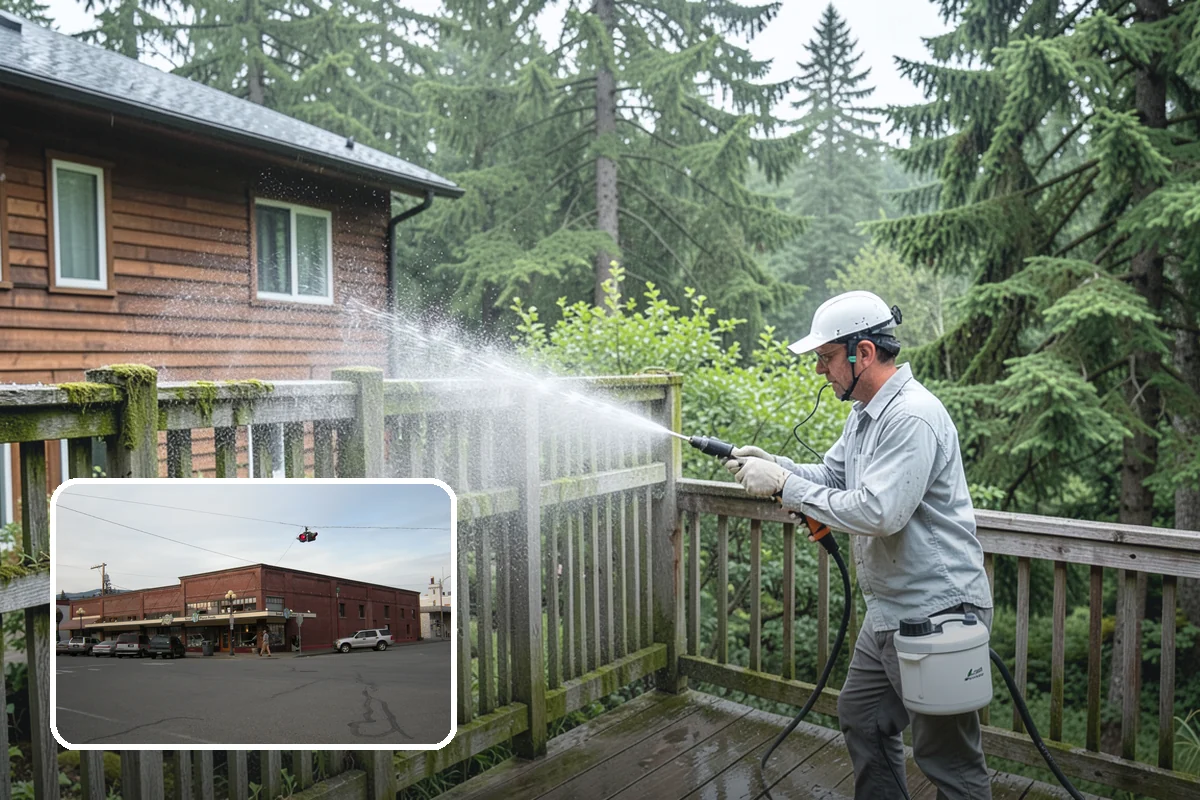 Deck Stair Cleaning in Sedro-Woolley, Skagit County, WA - Removes the slick growth from deck treads