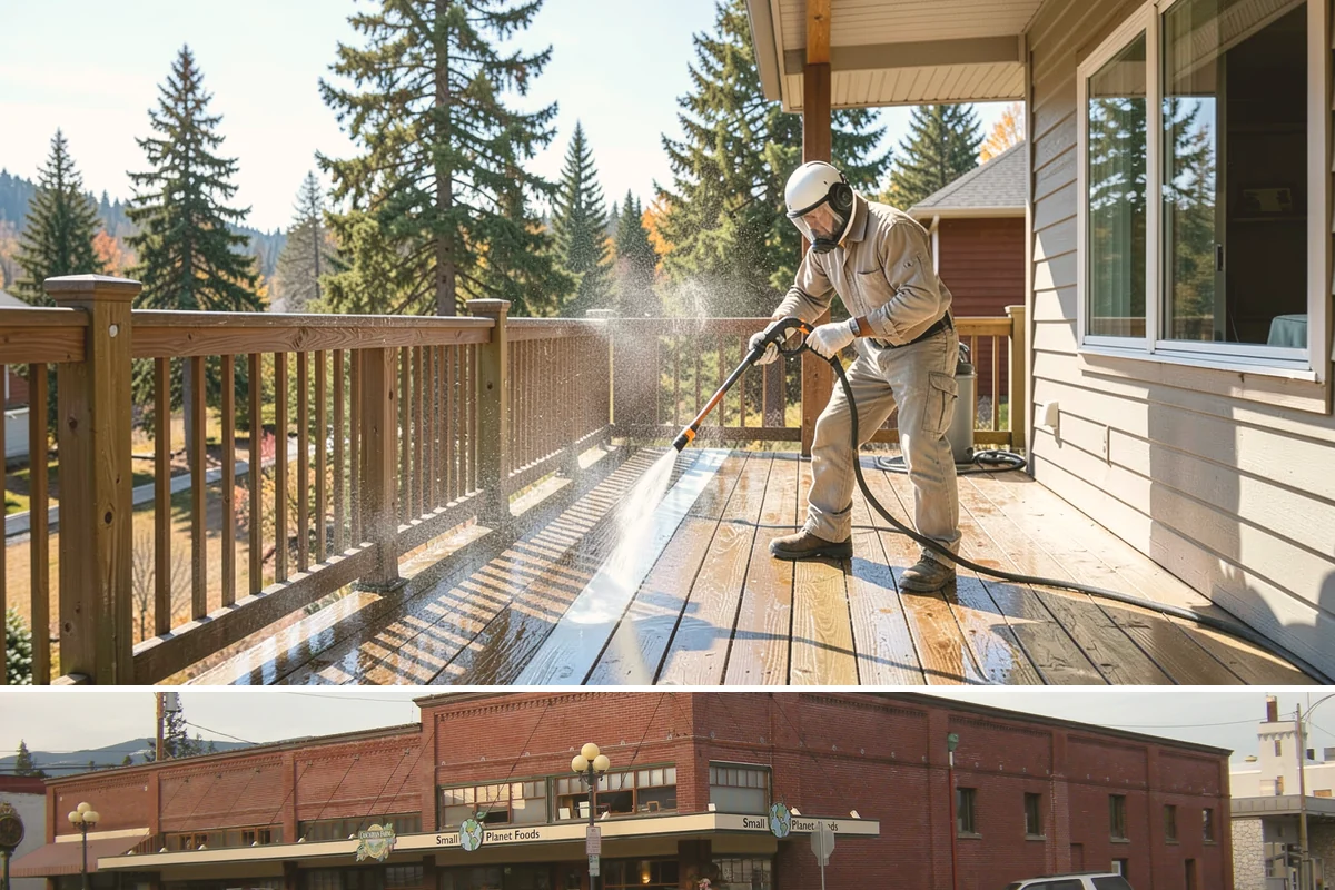 Deck Stair Cleaning in Sedro-Woolley, Skagit County, WA - Clean deck stairs before the fall rains so footing stays safe through winter.