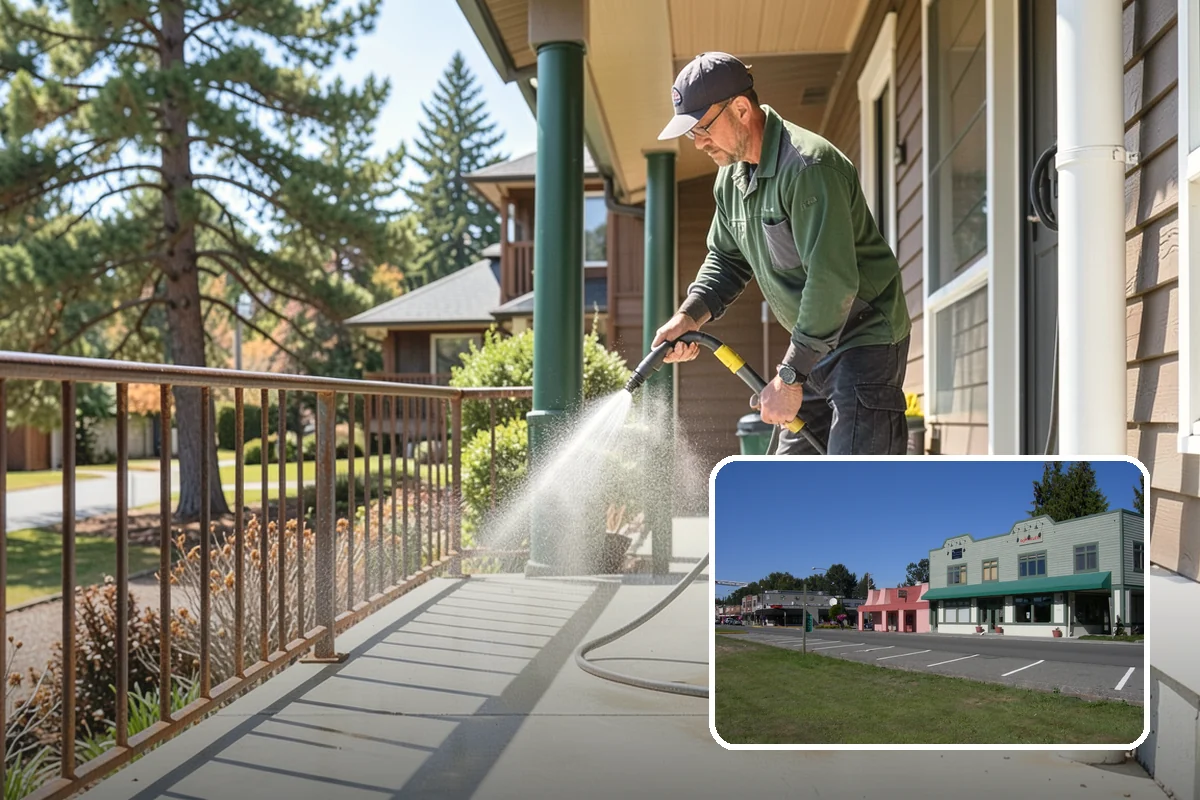 Deck Stair Cleaning in Snoqualmie, King County, WA - Removes the slick growth from deck treads