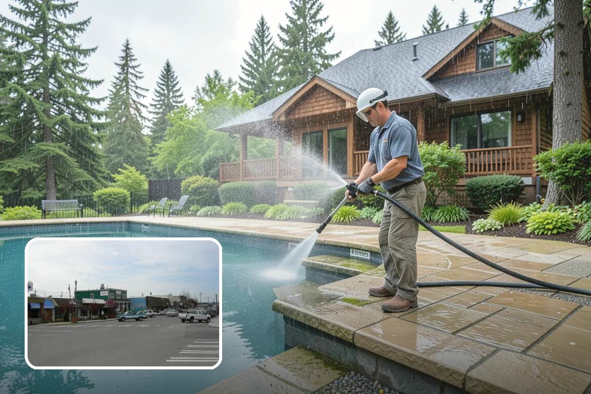 Deck Stair Cleaning in Stanwood, Snohomish County, WA - Removes the slick growth from deck treads