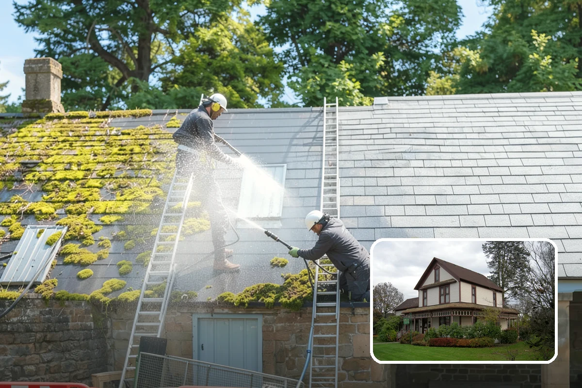 Deck Stair Cleaning in Sumner, Pierce County, WA - Removes the slick growth from deck treads