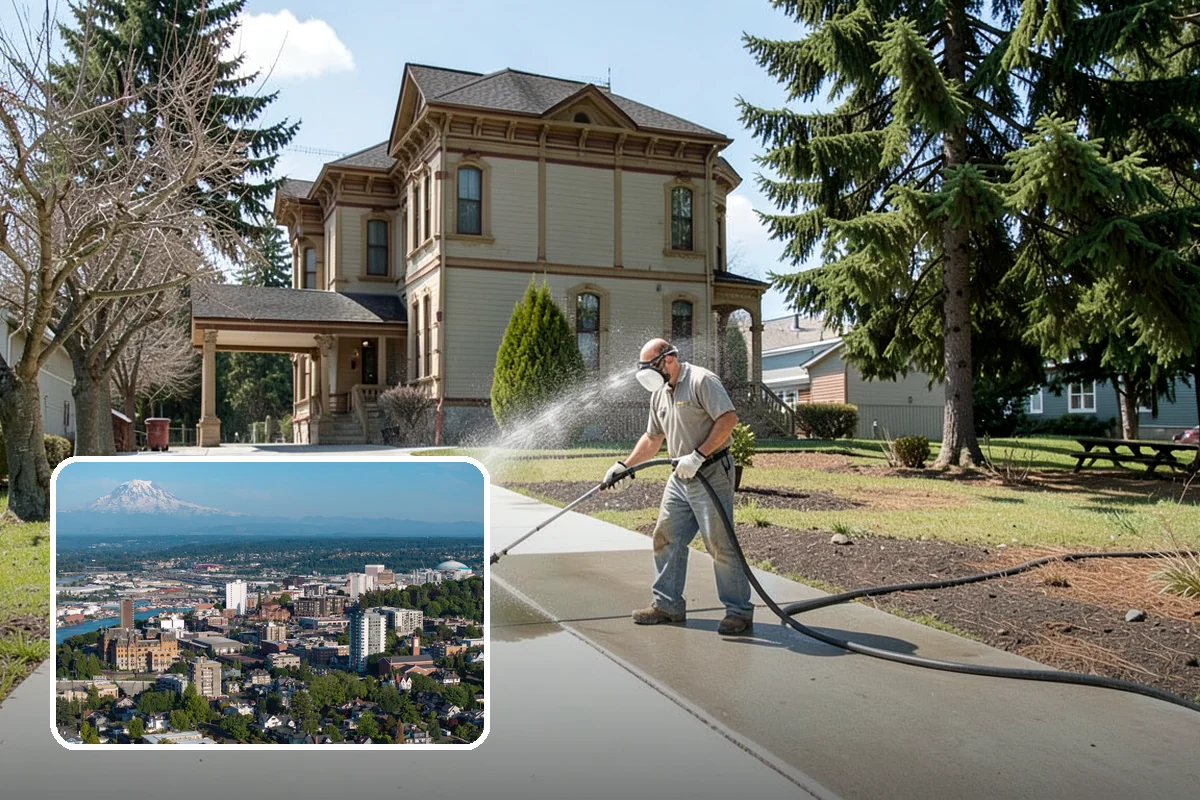 Deck Stair Cleaning in Tacoma, Pierce County, WA - Removes the slick growth from deck treads