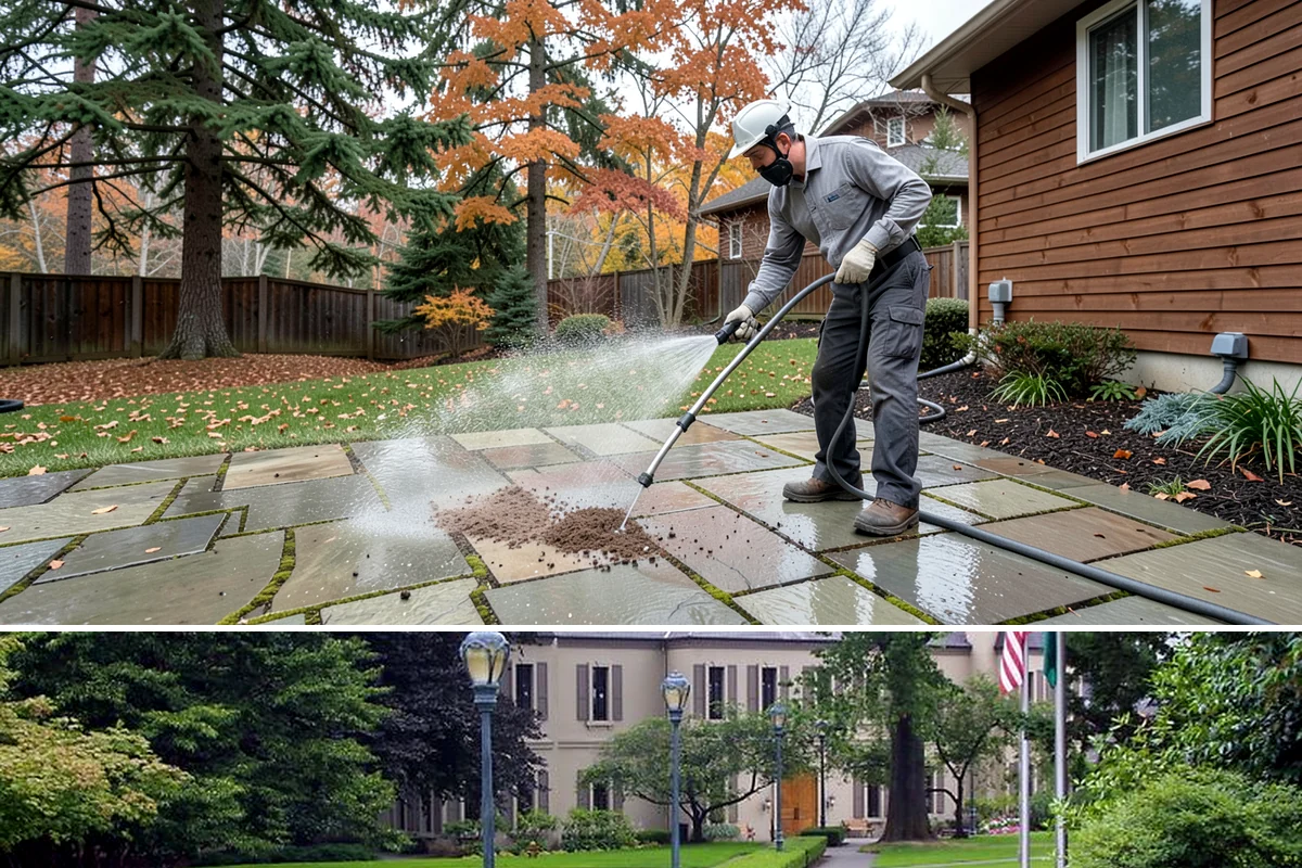 Deck Stair Cleaning in Woodinville, King County, WA - Clean deck stairs before the fall rains so footing stays safe through winter.