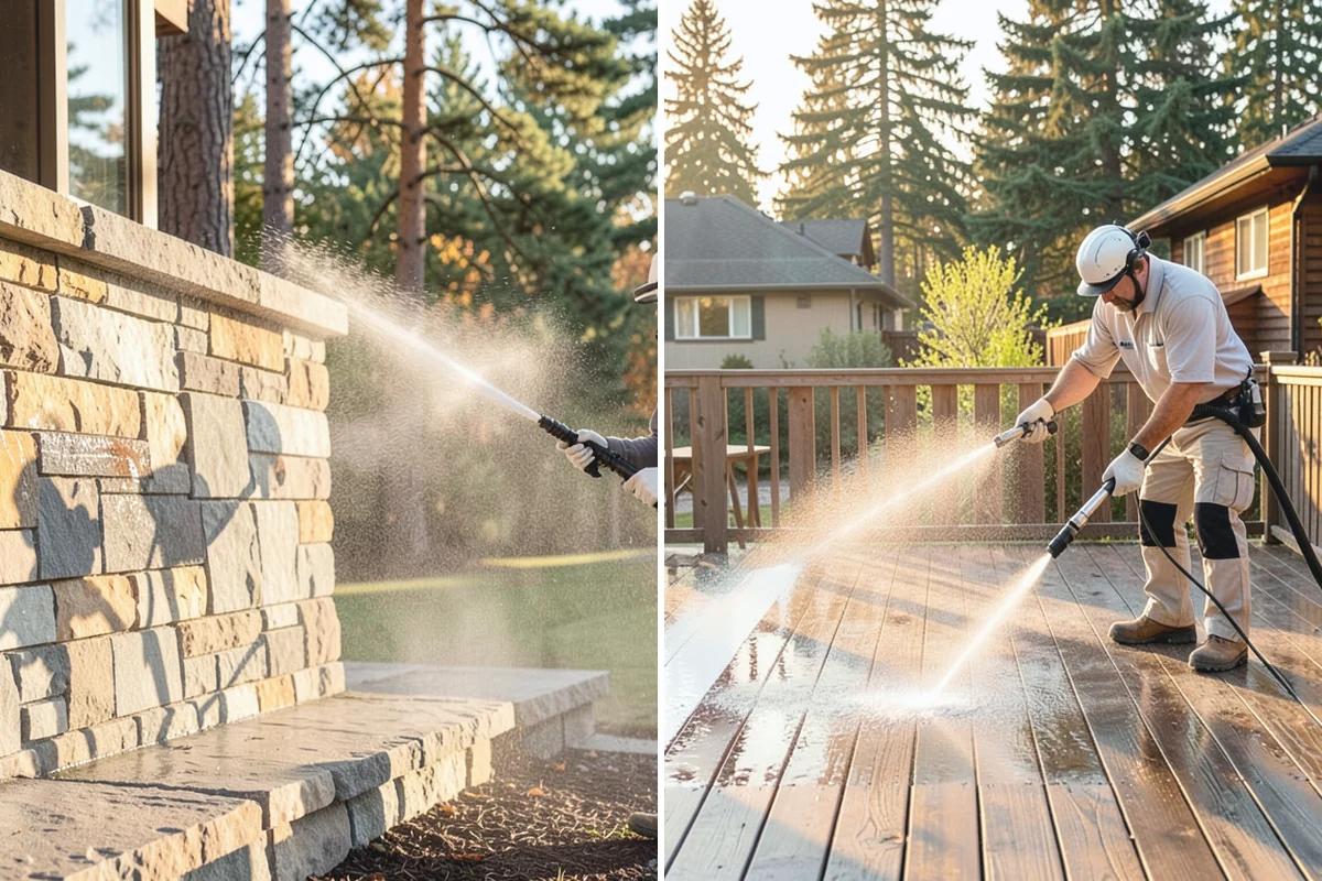 Deck Washing in Beaux Arts Village, King County, WA - Clear the deck and protect nearby plants
