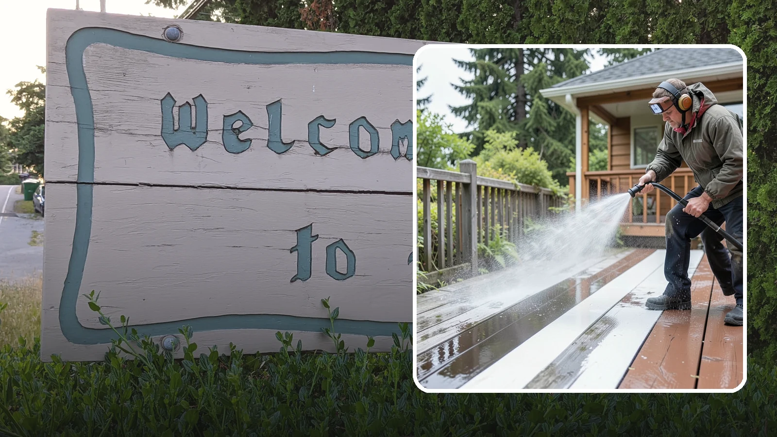 Deck Washing in Brier, Snohomish County, WA - Soft wash decks to lift grey weathering and green growth without gouging the wood.
