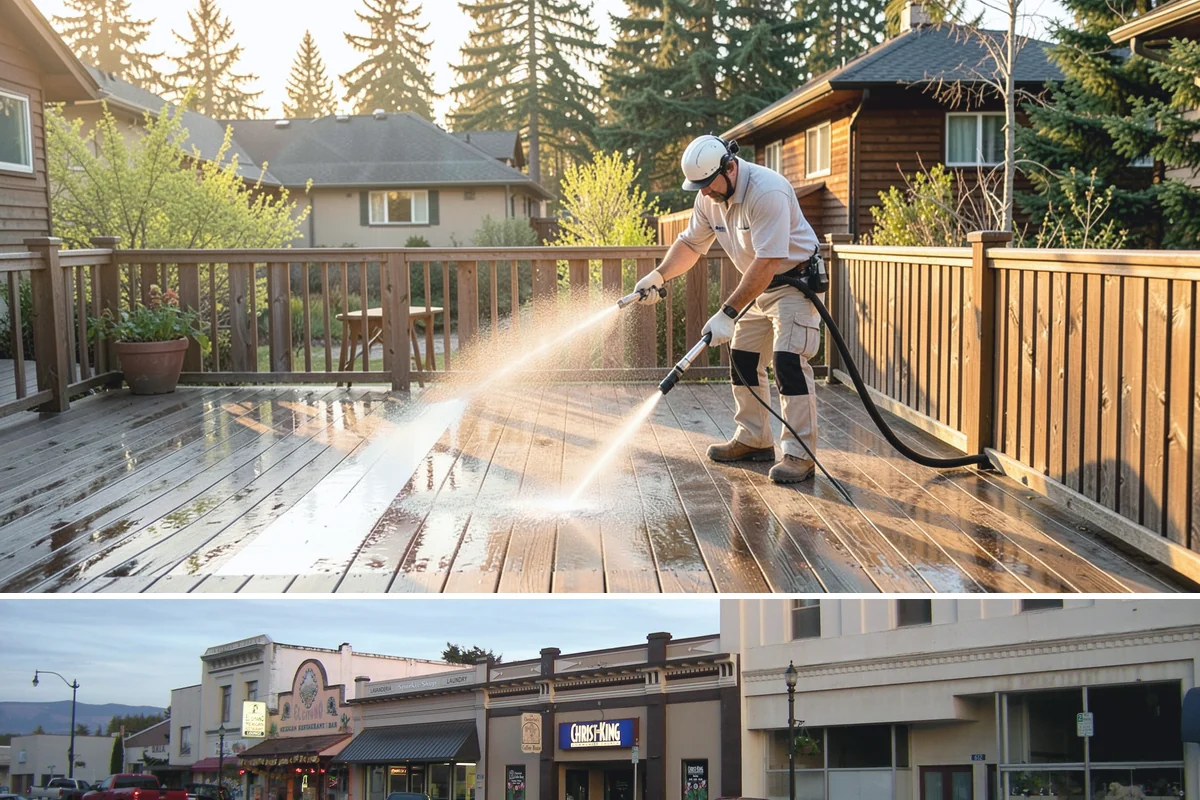 Deck Washing in Burlington, Skagit County, WA - Wash decks in early summer so the wood can dry and take a finish before fall.
