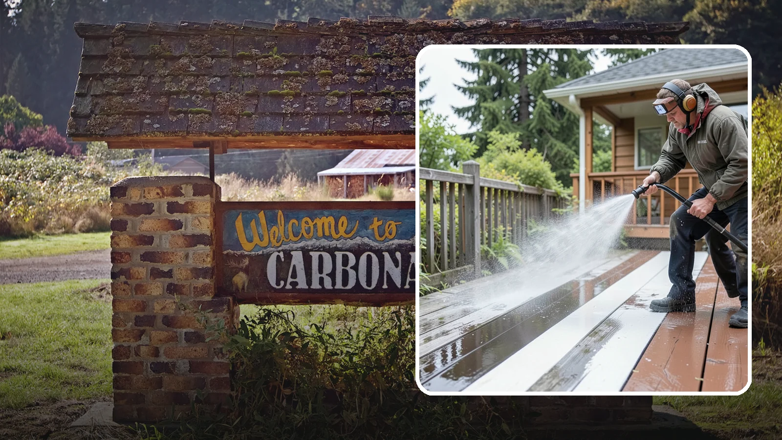 Deck Washing in Carbonado, Pierce County, WA - Soft wash decks to lift grey weathering and green growth without gouging the wood.