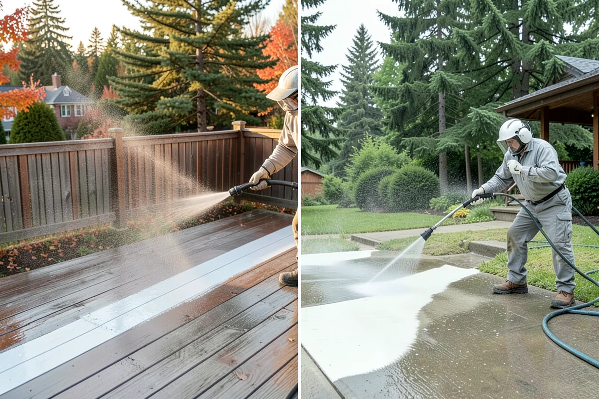Deck Washing in Concrete, Skagit County, WA - Clear the deck and protect nearby plants