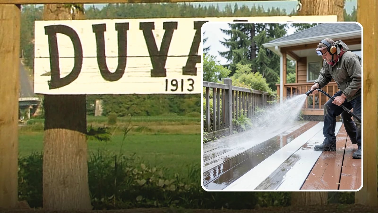 Deck Washing in Duvall, King County, WA - Soft wash decks to lift grey weathering and green growth without gouging the wood.