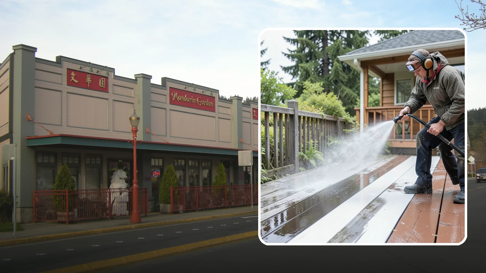 Deck Washing in Issaquah, King County, WA - Soft wash decks to lift grey weathering and green growth without gouging the wood.