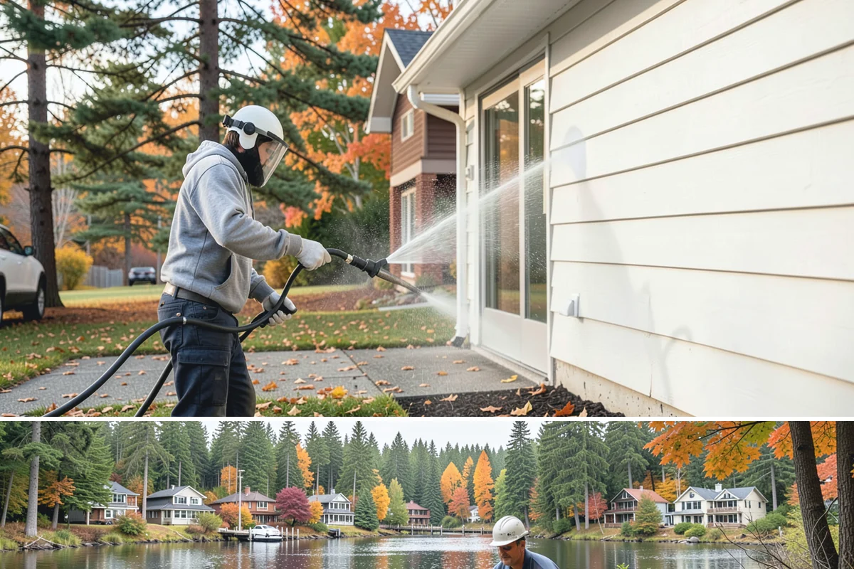 Deck Washing in La Conner, Skagit County, WA - Wash decks in early summer so the wood can dry and take a finish before fall.