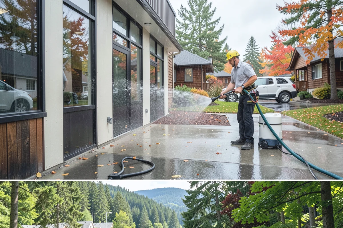 Deck Washing in Lake Forest Park, King County, WA - Wash decks in early summer so the wood can dry and take a finish before fall.