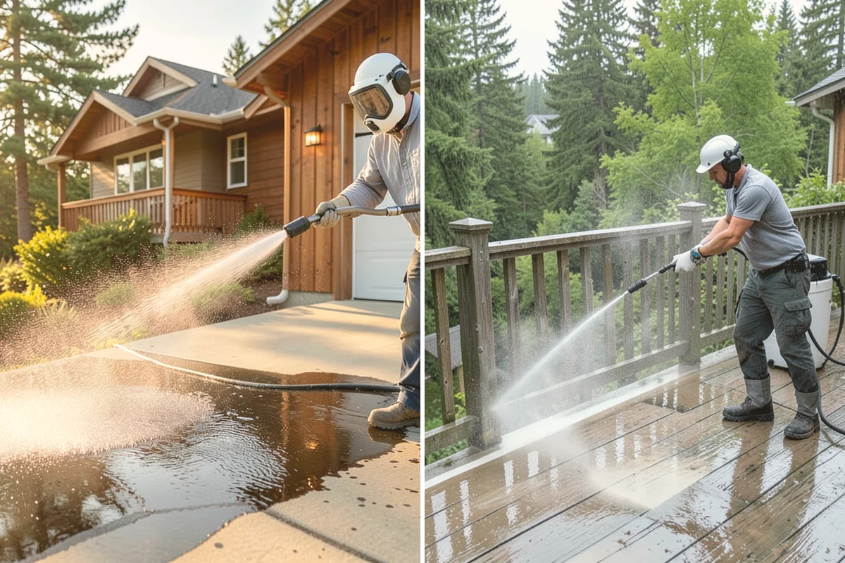 Deck Washing in Langley, Island County, WA - Clear the deck and protect nearby plants